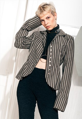 VINTAGE MARIMEKKO SHIRT 90S VERTICAL STRIPED BLOUSE