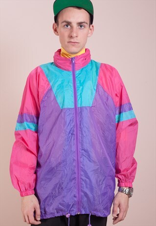 VINTAGE NYLON, COLORBLOCK WINDBREAKER FROM THE 90S