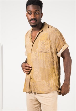 VINTAGE 80S CRAZY PRINT SHIRT / S1945