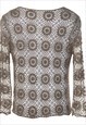 VINTAGE CROCHET LIGHT BROWN CARDIGAN - M