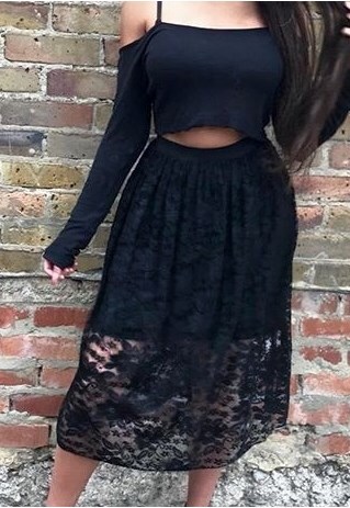 BLACK LACE SKIRT