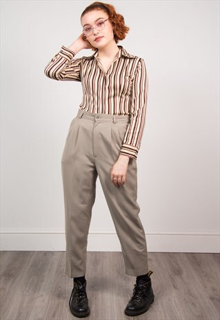 VINTAGE 90'S BEIGE CROPPED TROUSERS TAPERED