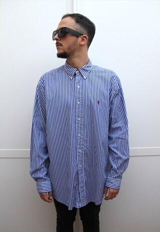 RALPH LAUREN 90S CLASSIC BLUE AND WHITE SHIRT