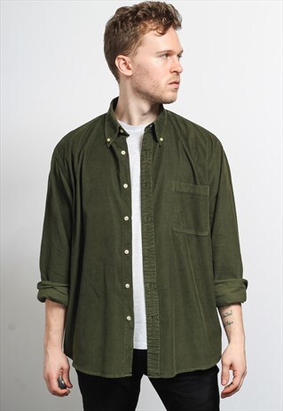 VINTAGE CORDUROY CORD SHIRT GREEN