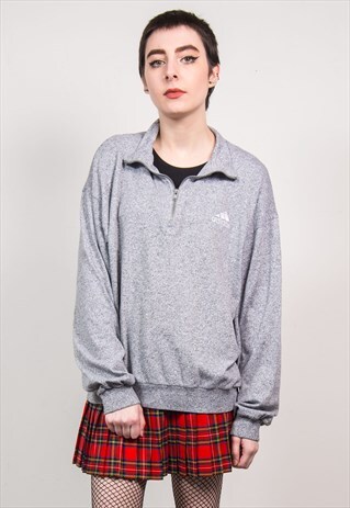ADIDAS VINTAGE 90'S LIGHT GREY QUARTER ZIP SWEATSHIRT