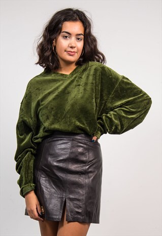 VINTAGE 90'S GREEN LONG SLEEVE VELVET TOP