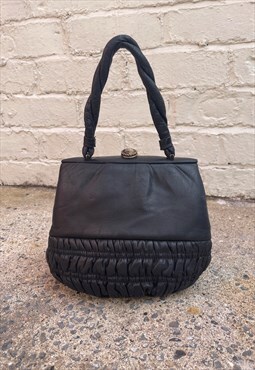 Soft Ruched Leather 1950s Small Handbag