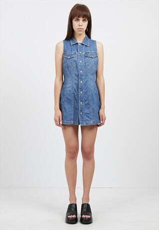 VINTAGE BLUE DIESEL SLEEVELESS DENIM MINI DRESS