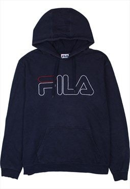 Vintage 90's Fila Hoodie Spellout Pullover Navy Blue XXLarge