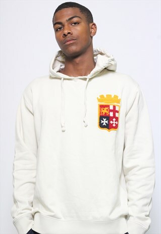 VINTAGE MARINA MILITARE HEAVY COTTON HOODED SWEATSHIRT