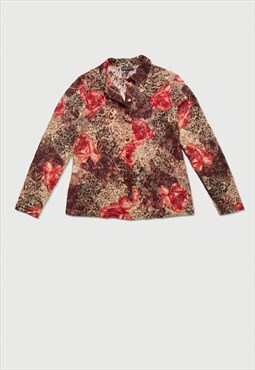 90s grunge vintage sheer shirt with roses pattern - festival