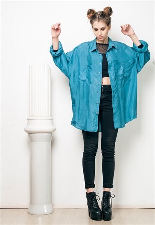 90S VINTAGE OVERSIZED SILK SHIRT