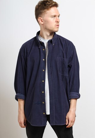VINTAGE CORDUROY CORD SHIRT BLUE