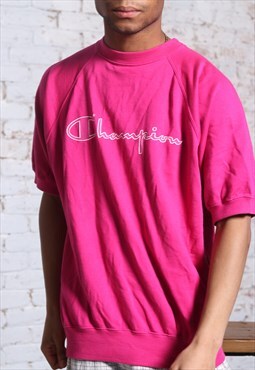 Vintage Champion Big Logo Spellout Sweatshirt Pink