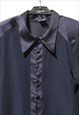 DEADSTOCK CHIFFON/SATIN LONG OVERSIZED LONG COLLARED BLOUSE