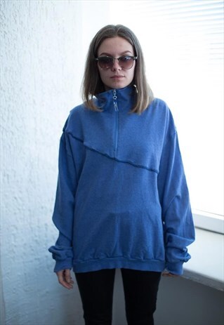 VINTAGE 80'S BLUE TURTLE NECK JUMPER