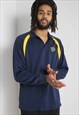 Vintage Nike Long Sleeve College Football Polo Shirt - Blue