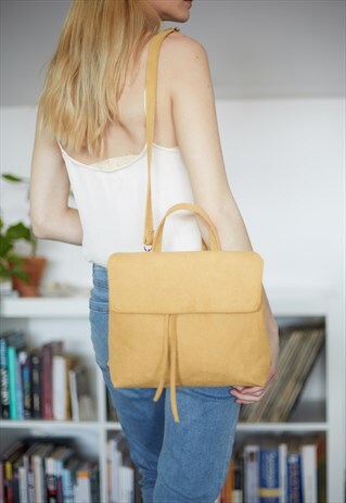 SUEDE YELLOW MINI BACKPACK / SHOULDER BAG