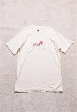 Women's Vintage 90s Floral Single Stitch Embroidered T Shirt