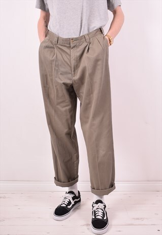 TOMMY HILFIGER MENS VINTAGE TROUSERS W34 L32 KHAKI 90S