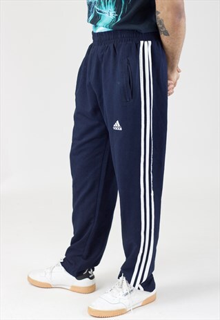VINTAGE 90S ADIDAS NAVY TRACKSUIT BOTTOMS