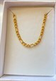 GOLD ITALIAN FIGARO CHAIN BRACELET 4MM MENS