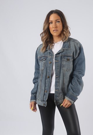 VINTAGE DENIM JACKET OVERSIZED FITTED UK 16 XL (GB3M)