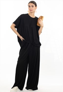 Oversized comfort stretch-jersey top and Relaxed-fit trouser