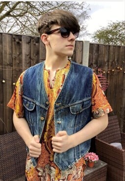 American Lee storm rider fleece lined denim waistcoat 