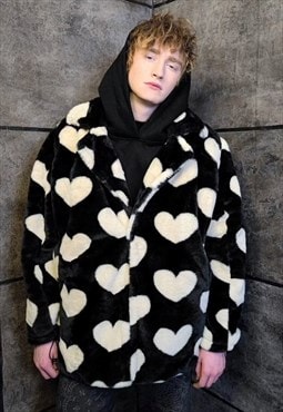 Heart fleece coat handmade 2in1 hood emoji trench jacket