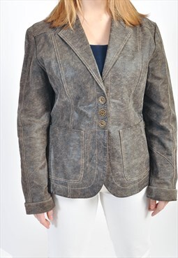 Vintage real leather blazer jacket
