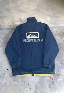Vintage Mens Quiksilver Embroidered Spell Out Coat
