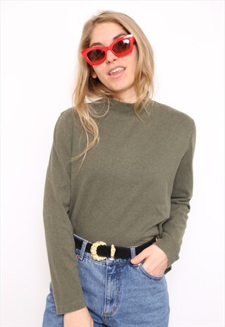 VINTAGE 90S GREEN POLO HIGH TURTLE NECK TOP