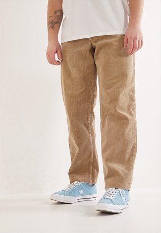 VINTAGE HARLEM WALKER STRAIGHT LEG CORDUROY TROUSERS BEIGE