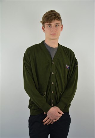 VINTAGE PAUL & SHARK CARDIGAN FOR MEN IN GREEN COLOR
