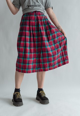 VINTAGE 70S CHECKERED PLEATED SKIRT