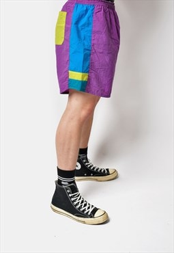 RODEO vintage 90s shorts for men in purple multi colour 