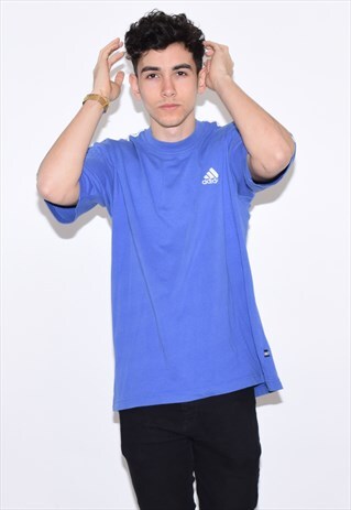 VINTAGE 90S BLUE ADIDAS CREW NECK T SHIRT