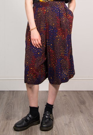 90'S VINTAGE COLOURFUL LEOPARD PRINT CULOTTES SHORTS