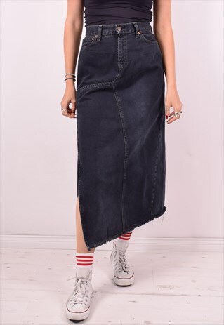 LEVI'S WOMENS VINTAGE DENIM SKIRT W34 BLACK 90S