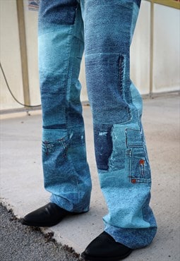 y2k Vintage nos Just Cavalli denim patchwork pattern jeans