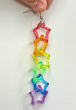 unisex cute handmade funky rainbow star link chain earrings