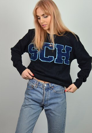 VINTAGE BLACK LETTERMAN KNITTED JUMPER