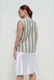 VINTAGE 80S BOHO MULTICOLOR V NECK AZTEC PRINT UNISEX VEST L