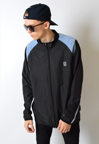 VINTAGE 90S BLACK COLOUR BLOCK LIGHTWEIGHT SPORTS JACKET