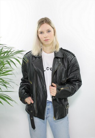 VINTAGE BIKER JACKET REAL LEATHER