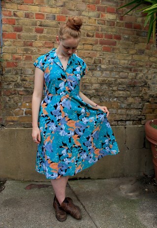 VINTAGE 80'S FLORAL TEA DRESS
