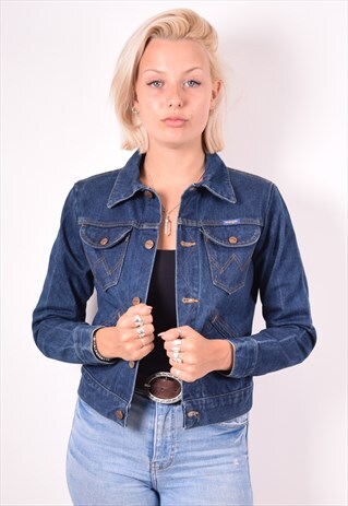 WRANGLER WOMENS VINTAGE DENIM JACKET SMALL BLUE 90S