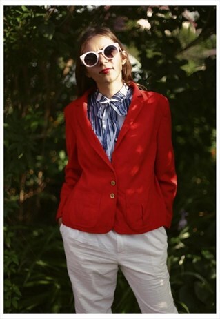 VINTAGE 80'S RED BUTTON UP JACKET