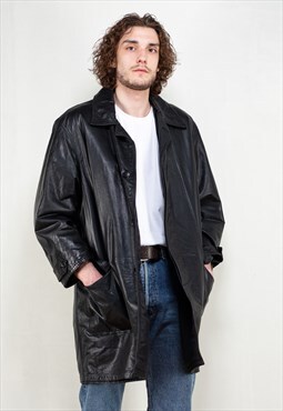 Vintage 90's Black Leather Coat